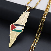 Palestine  Map Pendant Necklaces For Men Women Stainless Steel Gold Color Palestinians Ethnic Map Jewelry Gifts